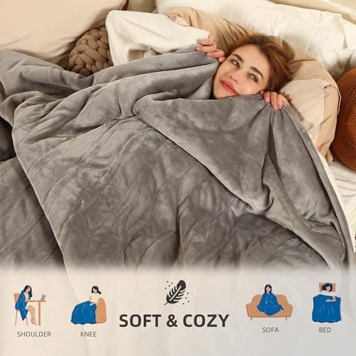 ESTINGO Heated Blanket Full Size, 72"x84" Electric Blanket with 6 Heating Levels & 1-10 Hours Adjustable Timer, Fast Heating Blanket with ETL & FCC Certification, for Full Body, Light Gray 7