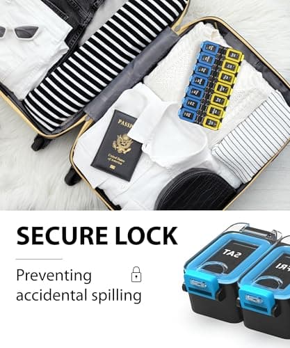 Large Weekly Pill Organizer 2 Times a Day – AM/PM Medicine Organizer with Thick Silicone Seal, Upgraded Secure Locks, Moisture-Proof Pill Box with Removable Rows for Travel, Fits Large Supplements 5