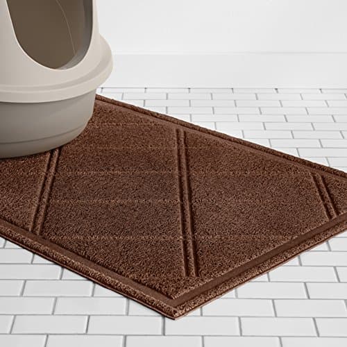 Amazon Basics Less-Mess Cat Litter Box Mat, 24" x 35", Unscented, Brown 5