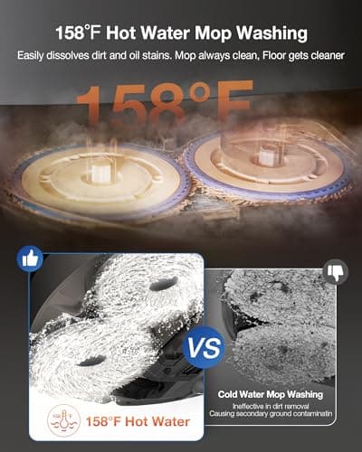 ECOVACS DEEBOT T30S Care Robot Vacuum and Mop, 11000Pa, ZeroTangle Technology, TruEdge Adaptive Edge Mopping, Hot Water Mop Washing, Self-Emptying, Self Refilling, Auto-Mop Lifting, Obstacle Avoidance 6