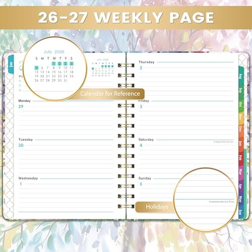 Planner 2026-2027 - 2026-2027 Planner Weekly and Monthly, July 2026 - June 2027, 6.4"x 8.5", with Elastic Closure, Inner Pocket, Coated Tabs 4