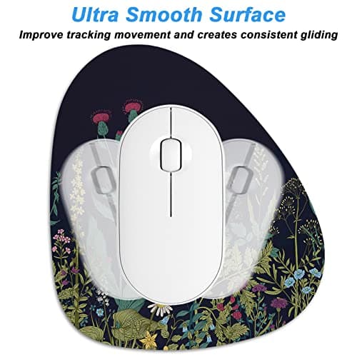 Rimilak Small Mouse Pad 6 x 7 Inch, Irregular Mini Mouse Pad with Non-Slip Rubber Base, Waterproof Compact Mouse Mat for Laptop Computer Wireless Mouse Keyboard Home Office Travel, Midnight Flowers 5
