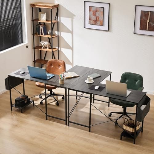 Sweetcrispy L Shaped Desk Gaming Computer 50 Inch Reversible Corner PC Work Table for Writing Study Student with Wood Tabletop Metal Frame CPU Stand Side Bag for Home Office Small Space, Grey 8