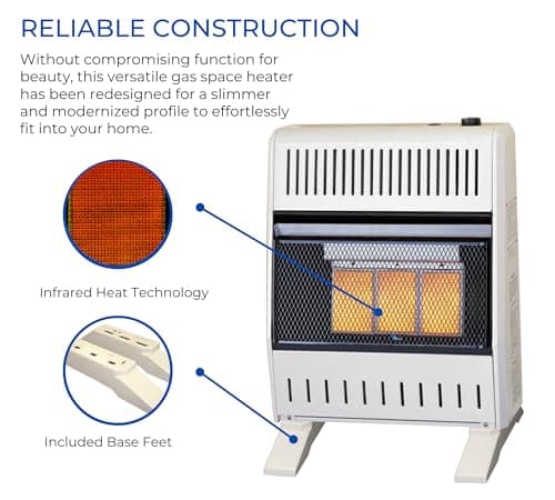 ProCom Heating Natural Gas Ventless Infrared Plaque Heater With Base Feet - 18,000 BTU, Manual Control - Model# MN180HPA-B 2