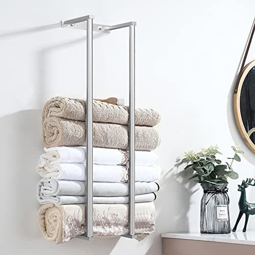 Towel Racks for Bathroom, Towel Holder for Bathroom Wall, 304 Stainless Steel Bathroom Towel Rack Wall Mounted for Storing Towels, Robes, Bathroom Towel Holder with Hooks, Bathroom Towel Storage, Pro 8