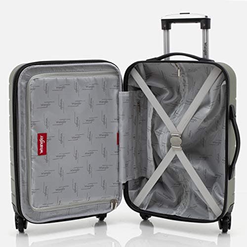 Wrangler Smart Spinner Hardside Luggage, 22-Inch Carry-On, Olive Green 7