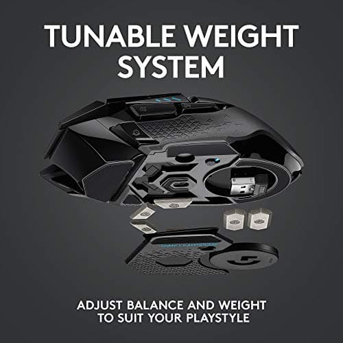 Logitech G502 Lightspeed Wireless Gaming Mouse with Hero 25K Sensor, PowerPlay Compatible, Tunable Weights and Lightsync RGB - Black 7