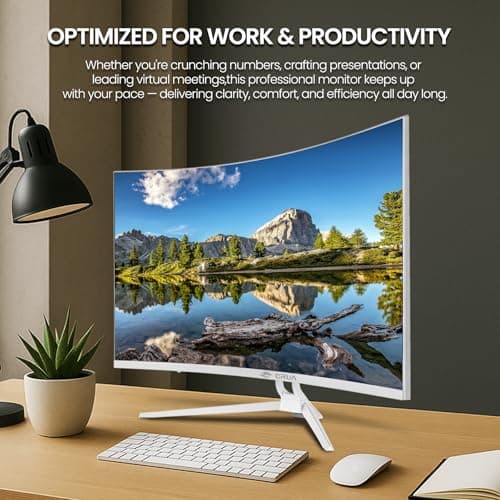CRUA 32" White Curved Monitor, 4K UHD(3840*2160P) 1500R VA Screen, 75Hz Computer Monitor Supports AMD Freesync, 120% sRGB, Built-in speakers, Blue Light Filter,Wall Mountable Installs(HDMI 2.0/DP 1.4) 7
