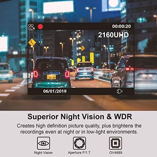 REXING V1 - 4K Ultra HD Car Dash Cam 2.4" LCD Screen, Wi-Fi, 170° Wide Angle Dashboard Camera Recorder with G-Sensor, WDR, Loop Recording, Supercapacitor, Mobile App, 256GB Supported 8