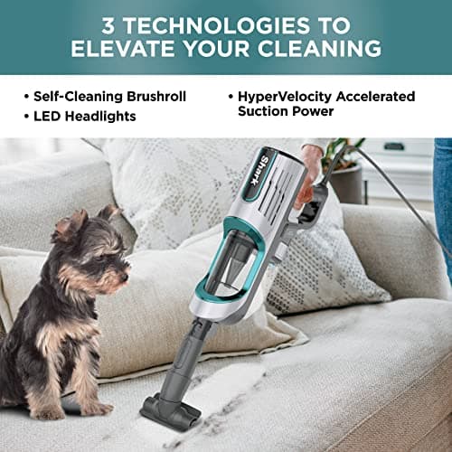 Shark HZ251 Ultralight Corded Stick Self-Cleaning Brushroll, Perfect, Converts to Hand Vacuum, LED Headlights, - Pet Crevice & Upholstery Tools, Teal.32 Quarts Capacity 8
