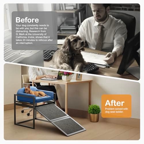 Pet Stairs Ramp Doggie Stairs with Seat,Extra Wide Seat Mate Chair Ramps Puppy for High Bed Couch Office,Non Slip Dachshunds Ladder,Folding Pet Steps for Small Dogs,Cat Ladder Blue(Hold Up to 100 lbs) 5