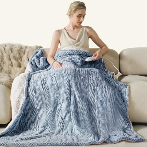 Templewet Heated Blanket Electric Blanket 50" x 60" - Cozy Soft Heated Throw with 5 Heating Levels & 3 Hours Auto Off,Machine Washable,ETL & FCC Certification(Frosty Blue)