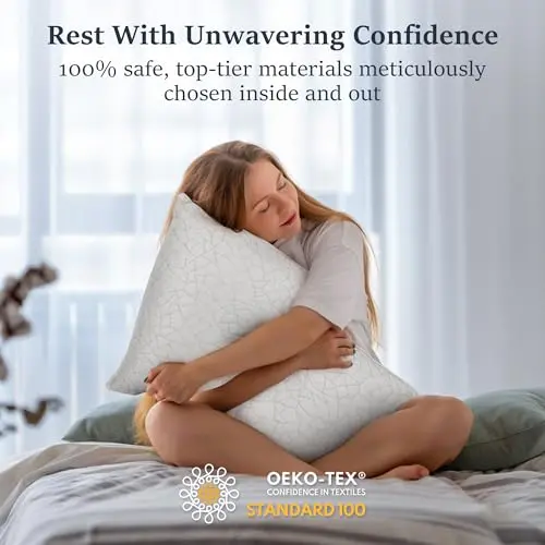 COZSINOOR Bed Pillows Queen Size - Down Alternative Pillows Cooling Set of 2 for Side, Back, and Stomach Sleepers Hotel Quality Fluffy Soft Microfiber Fill Breathable Skin-Friendly 6