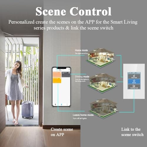 LANBON Smart Light Switch,1/2/3 Gang,3 Way for Whole House, LCD Magic Panel by WiFi Mesh Never be Offline, 2.4G Wi-Fi Smart Switch Compatible with Alexa&Google Home, Neutral Wire Required,L8-HS-White 8