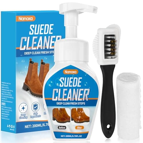Nanoxa Suede Cleaner, 6.76 fl oz Suede and Nubuck Shoe Cleaner with Brush & Towel, No-Rinse Foam Shoe Cleaning Kit, Removes Dirt and Stains for Suede, Nubuck, Leather, Boots, Sneaker, etc