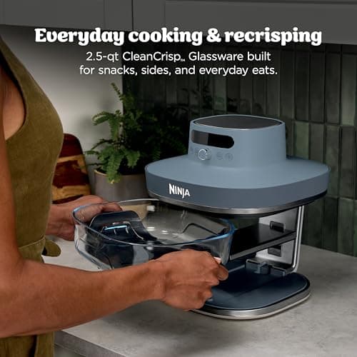 Ninja Crispi Pro 6-in-1 Glass Air Fryer | 450°F, Nontoxic, 6qt & 2.5qt Containers & Lids | Microwave, Freezer, Dishwasher Safe | Max Crisp, Air Fry, Bake, Roast, Recrisp, Dehydrate |Cyberspace AS101CY 8