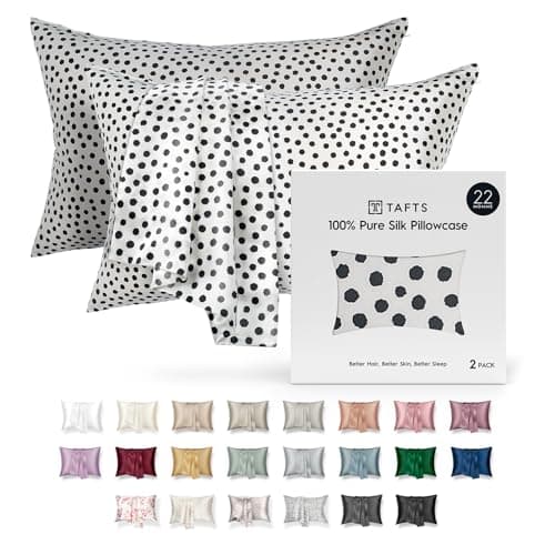 Tafts Silk Pillow Cases - 22mm 100% Pure Mulberry 6A Silk Pillowcase for Hair & Skin with Zipper Closure, Cooling, Natural, Organic, Double Sided Silk Pillow Case (Spot, King 20"x36", 2pc)
