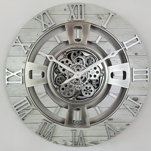 ImprovingLife The Gears Clock Real Moving Gear Wall Clock England Line (White Farmhouse, 24 inches (60 cm)) 6