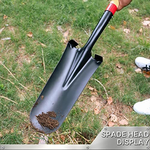 VNIMTI Spade Shovel,Transplanting Spade，Drain Spade,Spade Shovels for Digging,Sharp Shooter Shovel or Spade,45Inch,Steel D-Grip,Wooden Handle 6