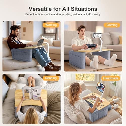 Lap Desk for Adults with Arm Rests,Ergonomic Laptop Pillow Stand for Bed,Couch,Floor,Large Table for Long Hours Work,Eating,Gaming,Reading and Writing,Lap Laptop Desk for College Dorm Room 7