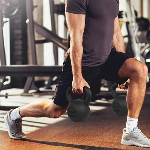 Yes4All Kettlebell Sets - 5, 10, 15 & 20 LB Cast Iron Strength Training Kettlebells, Wide Handles & Flat Bottom for Push Ups, Swings, Squats & Full Body Workout at Home or Gym 7