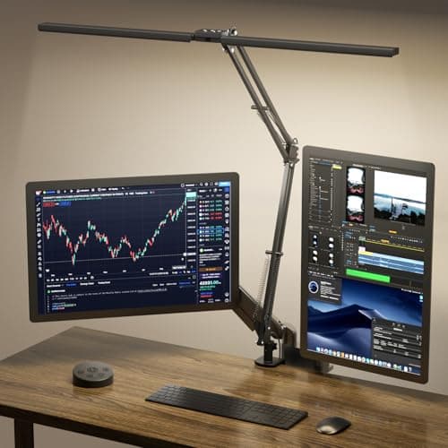 SKYLEO Led Desk Lamp for Home Office - 2400LM Ultra Bright Desk Light -Eye Caring Desk Lamp with Clamp - Adjustable Office Lamp with Remote Control- Easy Installation - 24W Black