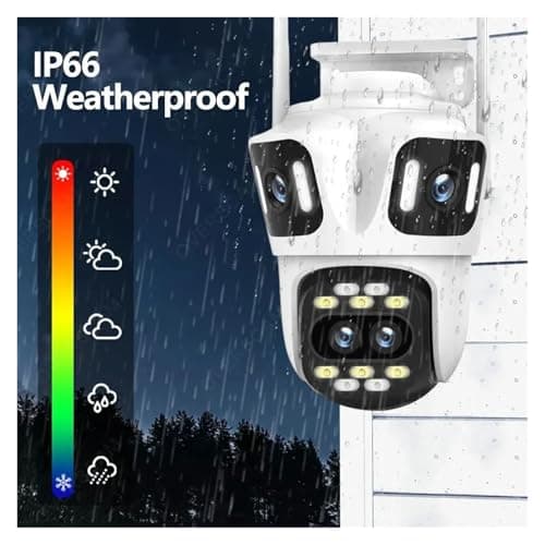 QDVOPHZA 8K 16MP WiFi Security Camera Three Screens Outdoor Wireless IP Cameras Human Tracking CCTV Video Surveillance Home Protection(U/S,16MP WiFi NO Card) 5
