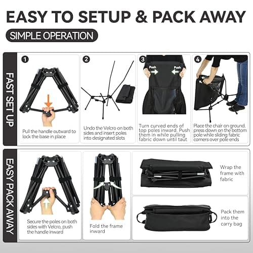 MARCHWAY Lightweight Folding High Back Camping Chair with Head Support, Stable Portable Compact for Outdoor Camp, Travel, Beach, Picnic, Festival, Hiking, Backpacking (Highback Black) 6