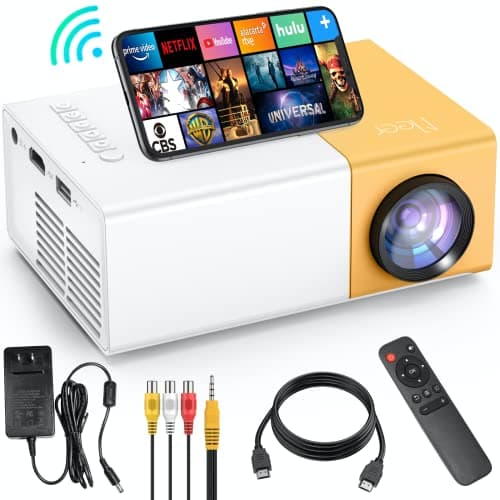 Meer 5G WiFi Mini Projector,Portable Movie Projector,Neat Projector,Proyector Compatible with iphone,Android,Windows,Firestick,PS5,Laptop,Tablet,Provide HDMI,USB,Earphone,AV Port and Remote Controller