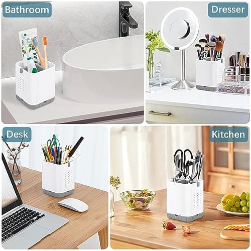 Boperzi Toothbrush Holders for Bathrooms, Detachable Electric Toothbrush Holder, Kids Toothbrush Holder Drainage, 3 slot Toothbrush and Toothpaste Holder Storage Caddy, Toothbrush Organizer White/Grey 5