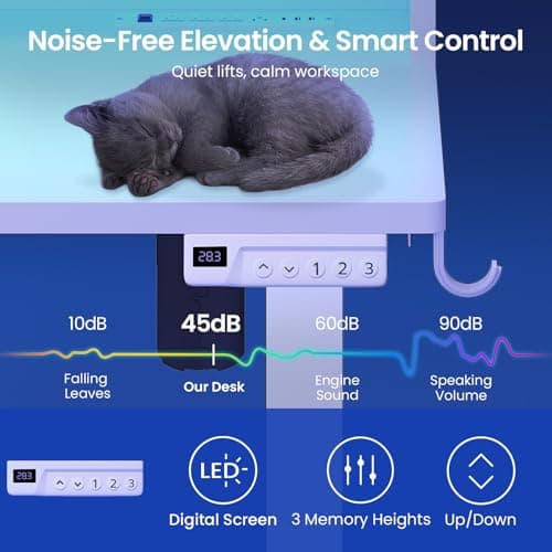 SEDETA Electric Standing Desk with Storage, Height Adjustable Gaming Desk with Hutch and Pegboard, Sit Stand Up Desk with Led Lights, Power Outlet, Monitor Shelf, Keyboard Tray for Home Office, White 9