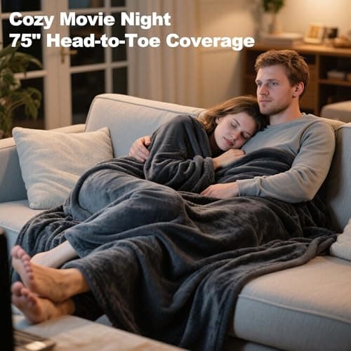 Safeeze Large Portable Heated Blanket 71" × 43", Includes 2 Portable 20000mAh 7.4V Power Banks, 11 Heating Zones, 3 Heat Settings, 1–6H Timer, Machine Washable, with Laundry Bag, Waist Belt & Backpack 9
