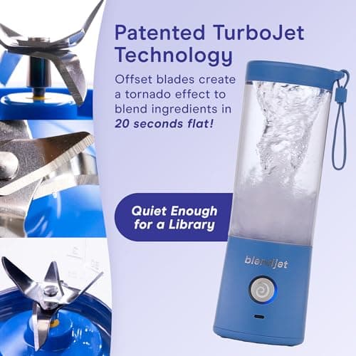 BlendJet Portable Blender for Smoothies & Shakes - 16oz BlendJet 2 Cordless Personal Small Blender, USB-C Rechargeable & Self Cleaning - Quiet Mini Travel Blender with Stainless Steel Blade (Glacier) 3