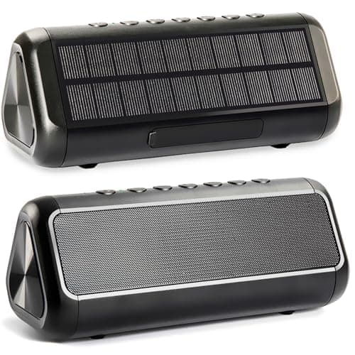 Solar Bluetooth Speaker Portable Wireless, 50H Playtime with HD Stereo Sound,5000mAh Can Charge Cell Phone,BT5.3,Outdoor Waterproof IPX6,TWS Pairing/AUX/TF play for Camping/Beach/Party/travel/Cycling