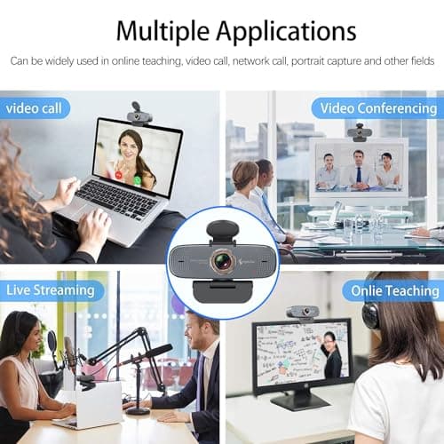 Angetube 1080P HD Webcam with Privacy Shutter Dual Noise-Cancelling Mic PC Camera Webcams, Wide 90° View, USB Plug & Play for Video Conferencing, Streaming, Zoom/Skype/YouTube for PC/Desktop/Laptop 7