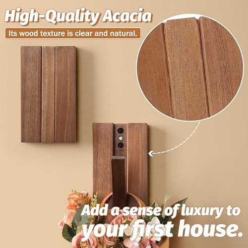 KYIAANY Foldable Wall Hooks 2Pack: Rustic Wooden Coat Hooks Mounted for Heavy Duty Hanging Hats Bags Beach Towels, Space Saving Minimalist Design for Aesthetic Homeowner 2