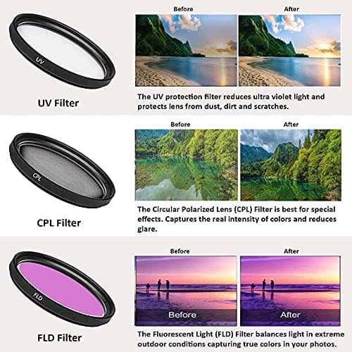 Canon EOS 2000D / Rebel T7 DSLR Camera with EF-S 18-55mm + EF 75-300mm Daul Lens + SanDisk 64GB Memory Card + Tripod + Case + Wideangle Lenses + ZeeTech Accessory Bundle (21pc Bundle) (Renewed) 6