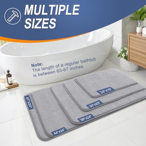 OLANLY Thick Memory Foam Bath Mat Rug 30x20, Extra Soft Absorbent Bathroom Rugs, Quick Dry Bath Mats, Non-Slip, Machine Washable Carpet for Bathroom, Tub and Shower, Home Decor Accessories, Grey 5