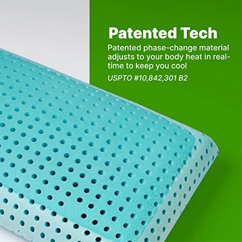 GhostBed Memory Foam Pillow - Memory Foam Pillow with Aerated Ergonomic Design - Patented Cooling Layer & Ghost Ice Cover - Medium Firm for Stomach Back or Side Sleepers 7