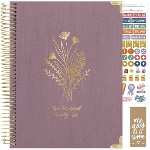 bloom daily planners HARDCOVER 2026 Planner for Women (January to December) - 8.5” x 11” Weekly & Monthly Dated Agenda Organizer Book with Stickers & Tabs - Purple Linen