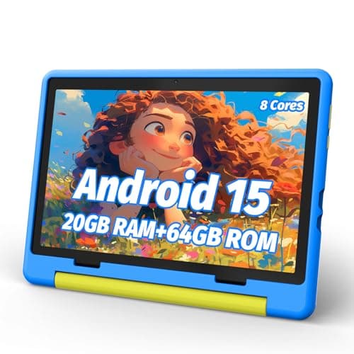 Urao Kids Tablet, Android 15 Tablet for Kids 10 inch Octa-Core with Case, 20GB RAM 64GB ROM 1TB TF Card Expandable for Toddler Children, Parental Control, Dual Camera, WiFi,Gift