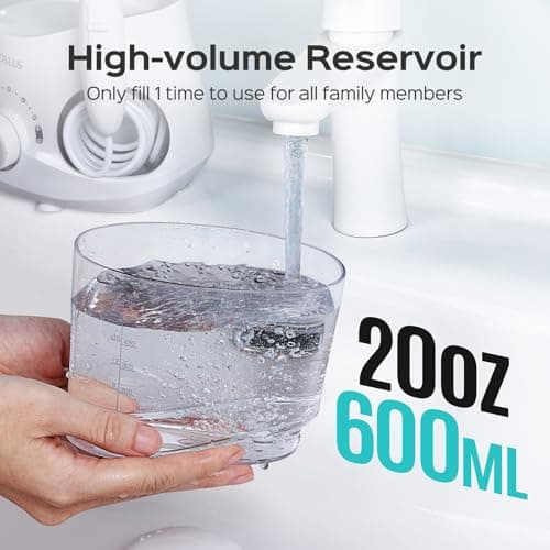 COSLUS Professional Water Flosser for Teeth: 12 Pressure Settings Electric Dental Pick for Tooth Cleaning, Sensitive Gums, Braces, Oral Care - Home Use, ​​4 Jet Tips for Multiple Users, Family, White 9
