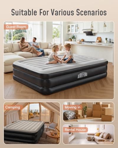 Airefina Air Mattress Full with Built in Pump, Comfort 18" Raised Inflatable Mattress, Upgraded Vertical Beams Blow Up Mattress Air Bed with Carry Bag for Guest Home, Colchones Inflables 700 lbs Max 6