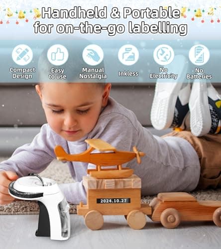EazeID Embossing Label Maker Machine with Tape-Waterproof, Manual Embossed Label Maker Black, Handheld Vintage Labeler Portable 3D Embosser for Home Office School Scrapbooking Supplies 6