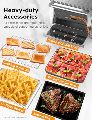 Nuwave Bravo XL Pro Air Fryer Toaster Oven, Improved 100% Super Convection, Quicker & Crispier Results, 100 Presets, Multi-Layer Even Cooking, 50-500F, Smart Probe, PFAS Free, 30QT, Stainless Steel 10