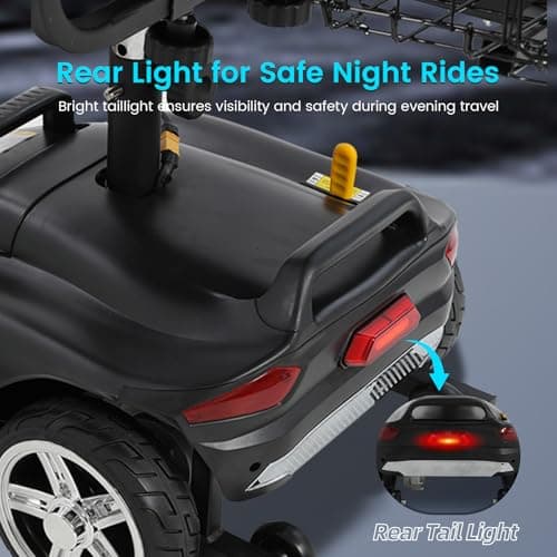 MobiCyc 4 Wheel Mobility Scooters for Seniors - Up to 15 Miles Range,Folding Powered Mobility Scooter Device w/600WH Battery,Only 58 lb Weight, Dual Basket, 300 lb Capacity, Compact 8