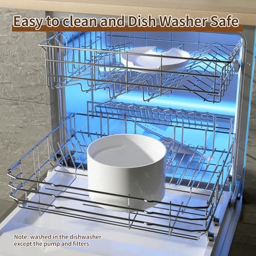 Ceramic Cat Water Fountain,Ceramic Water Fountain for Cats Cordless Automatic with Ultra-Quiet Pump and 4 Filter for Cats, Dogs, Multiple Pets 2.3lL/78oz 7