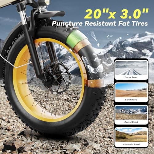 EUYBIKE Foldable Electric Bike for Adults, 30+MPH, 48V 20Ah Removable Lithium Battery up to 80Miles, 20" Fat Tire 1000W Peak Motor Dirt Ebike Adult Electric Bicycle for Beach Mountain E Bike Yellow 5