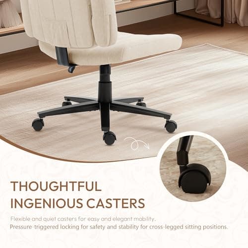 Vigosit Criss Cross Wheeled Chair - Adaptable Comfort for Every Need, High-Backed, with Adjustable Wide Armrests, Anti-Skid Fabric Upholstery, and a Sleek Modern Aesthetic for Home Office Use 5