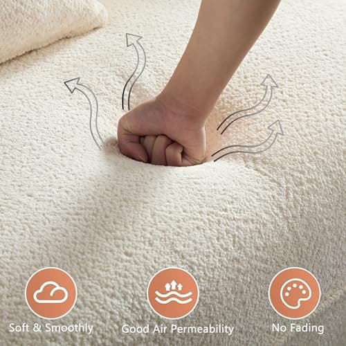 HAMORESPACE 110''Modern Curved Sectional Sofa, Bread Shape Design, Upholstery Boucle Sofa with Pillows, Luxury Couch for Living Room (Beige) 7